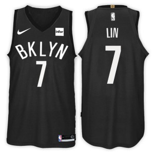 Jeremy Lin Brooklyn Nets 2017-18 Season Swingman Men's #7 Statement Jersey - Black 108943-489