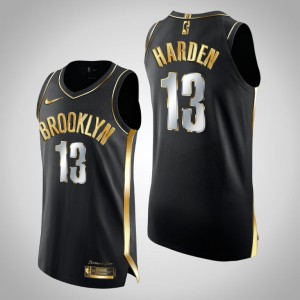 James Harden Brooklyn Nets 2X Champs Limited Men's #13 Authentic Golden Jersey - Black 383293-228