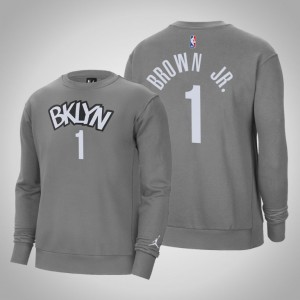 Bruce Brown Jr. Brooklyn Nets Fleece Crew Men's #1 Statement Sweatshirt - Gray 232870-786