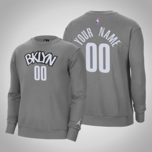 Custom Brooklyn Nets Fleece Crew Men's #00 Statement Sweatshirt - Gray 368637-141