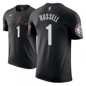 D'Angelo Russell Brooklyn Nets Edition Name & Number Men's #1 City T-Shirt - Black 568015-311