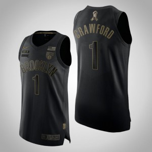 Jamal Crawford Brooklyn Nets Authentic Men's #1 2020 Salute To Service Jersey - Black 939830-876