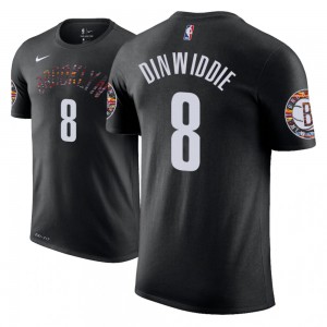 Spencer Dinwiddie Brooklyn Nets Edition Name & Number Men's #8 City T-Shirt - Black 808015-804