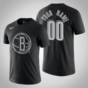 Custom Brooklyn Nets Men's #00 Team Logo T-Shirt - Black 567783-882