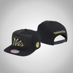 Brooklyn Nets Snapback Adjustable Men's Gold Dazzle Hat - Black 388672-394