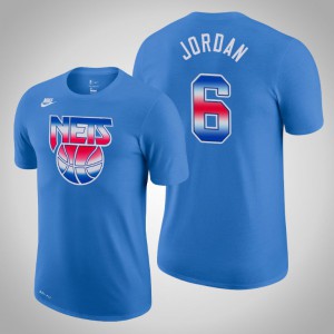 DeAndre Jordan Brooklyn Nets Performance Men's #6 Hardwood Classics T-Shirt - Blue 499688-297