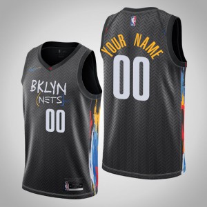 Custom Brooklyn Nets 2020-21 Men's #00 City Jersey - Black 266587-818