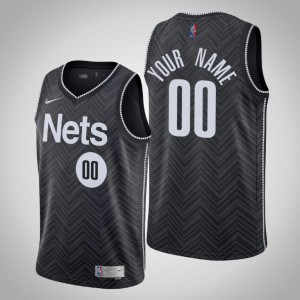 Custom Brooklyn Nets 2020-21 Men's #00 Earned Jersey - Black 760223-232