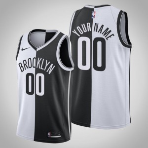 Custom Brooklyn Nets Men's #00 Split Jersey - White Black 501627-793