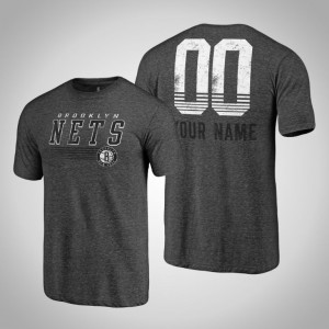 Custom Brooklyn Nets Tri-Blend Men's #00 Fast Pass T-Shirt - Heather Charcoal 177321-403