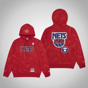 Brooklyn Nets Camo Pullover Men's AAPE x Mitchell Ness Hoodie - Red 375893-786