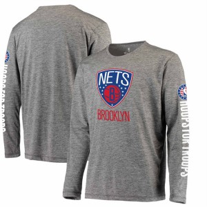 Brooklyn Nets Made to Move Long Sleeve Men's Hoops For Troops T-Shirt - Gray 168692-888