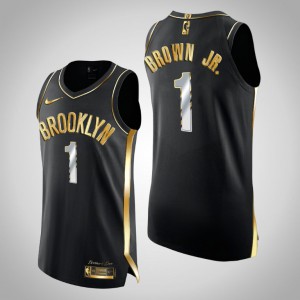 Bruce Brown Jr. Brooklyn Nets 2X Champs Limited Men's #1 Authentic Golden Jersey - Black 410375-387
