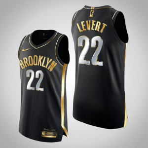 Caris LeVert Brooklyn Nets Men's #22 Golden Edition 2X Champs Authentic Jersey - Black 637332-788