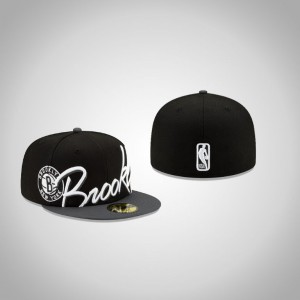 Brooklyn Nets 59FIFTY Fitted Men's Cursive Hat - Black 883371-164