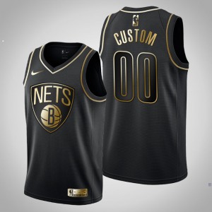 Custom Brooklyn Nets Men's #00 Golden Edition Jersey - Black 122421-960