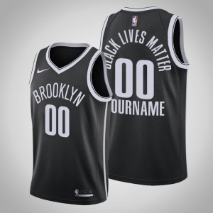 Custom Brooklyn Nets Icon Men's #00 Social Justice Jersey - Black 518748-334