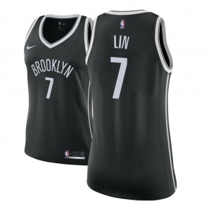 Jeremy Lin Brooklyn Nets 2017-18 Season Edition Swingman Women's #7 Icon Jersey - Black 469379-903